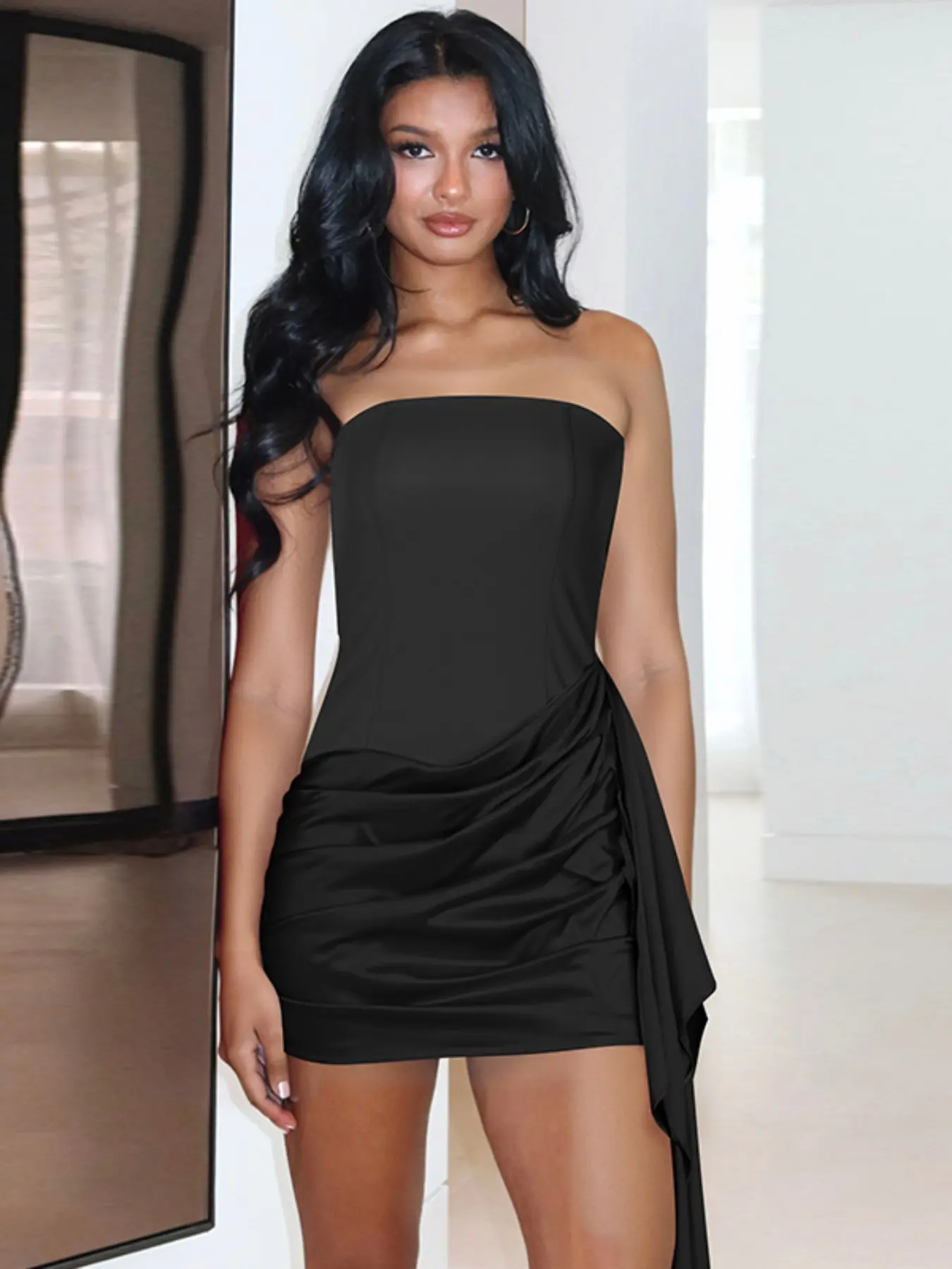 bodycon mini dress strapless Long Sleeve Spandex Bodycon Mini Dresses main image 0