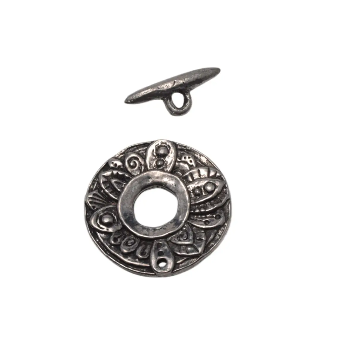 Green Girl Studios Pewter Toggle Clasp Set 23mm Medallion - Artisan USA Made Closure
