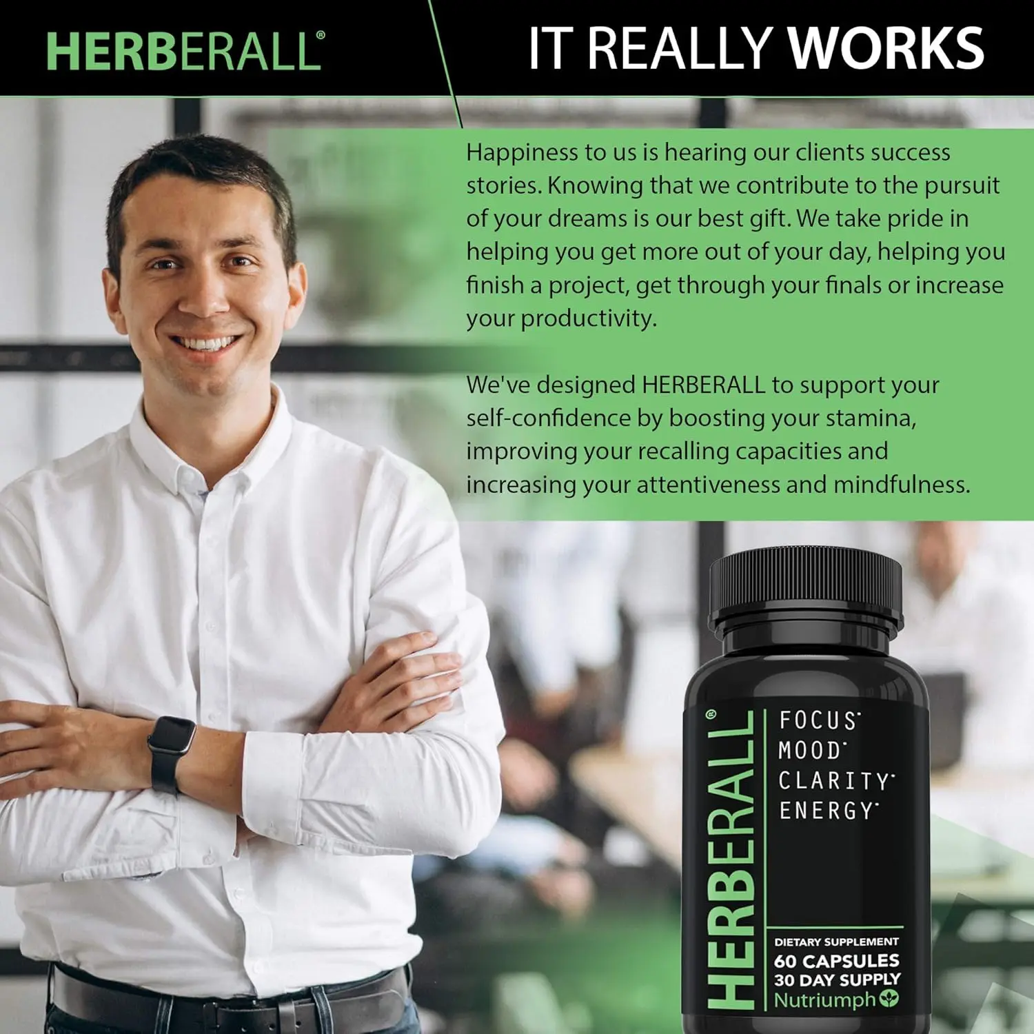 HERBERALL Dietary Nootropic – Brain Boost & Focus Support Edible Supplement  with CoQ10, Glutathione, Green Tea, Alpha Lipoic Acid, Olive Leaf & Black  Pepper – 120 Vegan Capsules