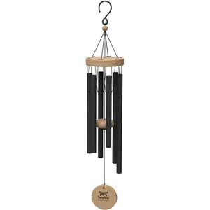 Panacea Products 80119 24 in. Nordic Habitat Wind Chime with Matte Finish - Black