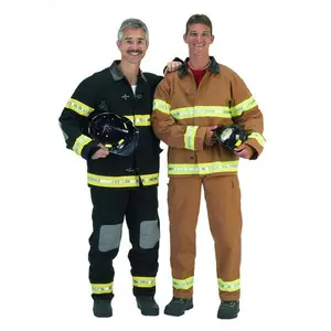 Aeromax Men's Fire Fighter Uniform Set - FFB-ADULT LRG, Size LRG Black Coat, Zippered Overalls, Menswear Workwear for Special Occasions