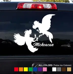 Fighting Roosters Sticker for cars Gallos Michoacan- Adhesive Vinyl Decal for Motorcycle, Car, Boats, laptops