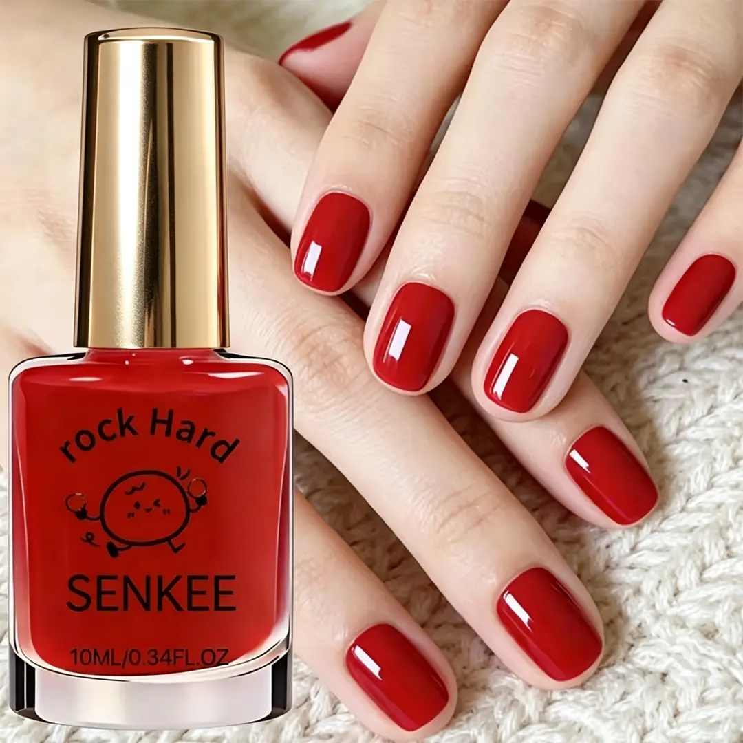Rock Hard Nail Strengthener – Classic Glossy Red Nail Polish for Weak & Brittle Nails, Long Lasting High-Shine Nail Care Treatment (10ml/0.34fl.oz)