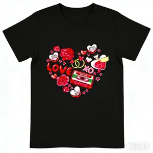 Retro Love Heart 100% Cotton T-Shirt – Vintage Cassette Rose Valentine’s Apparel, XO Kisses BE MINE Design, Perfect Valentine’s Day Gift for Couples & Trendy Romantic Aesthetic Daily Wear Top