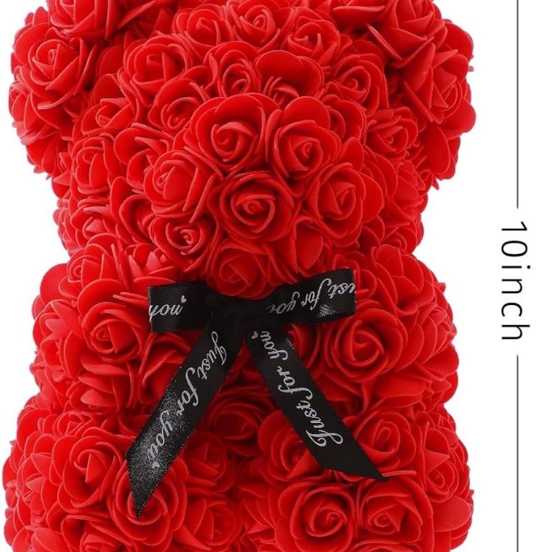 Moxie Dawn Rose Bear - Rose Teddy Bear 10 inch Teddy Flower Bear - Over 200 Dozen Artificial Flowers Mother’s Day, Anniversary, Birthday & Bridal Showers Decor Decorative