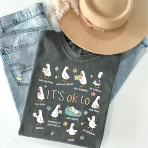 Comfort Colors  It’s Ok To Be Different Autism Goose Shirt, Autism Acceptance Shirt, Special Education Teacher Tee, Neurodiversity Shirt