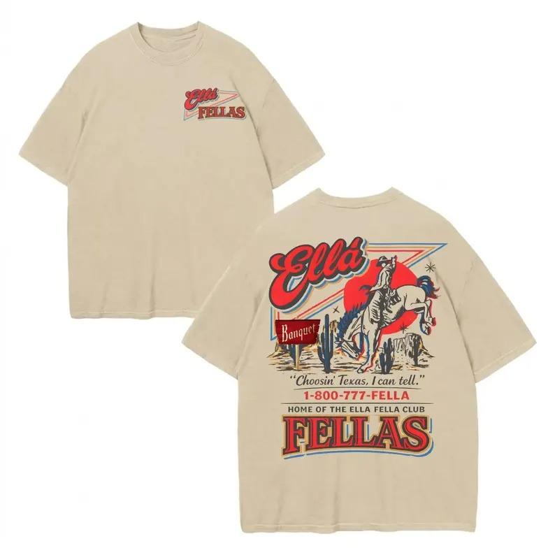Ella’s Fellas Club Shirt, Vintage Western Concert Graphic Tee, Ella Fella Club Cowboy Tee 2026 Western Whiskey Graphic Shirt Rodeo Music Fan