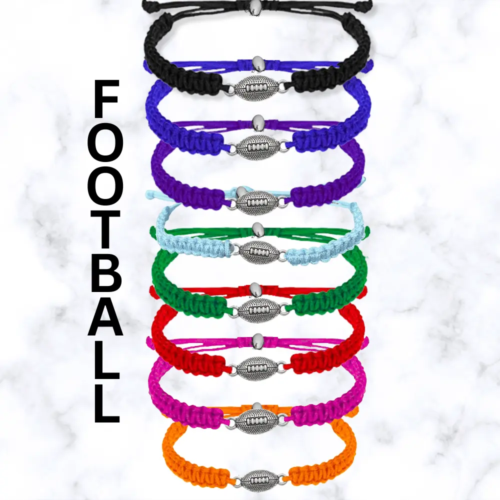 Sportybella Football Adjustable Rope Bracelet- Football Gifts, Stocking Stuffers