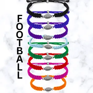 Sportybella Football Adjustable Rope Bracelet- Football Gifts, Stocking Stuffers
