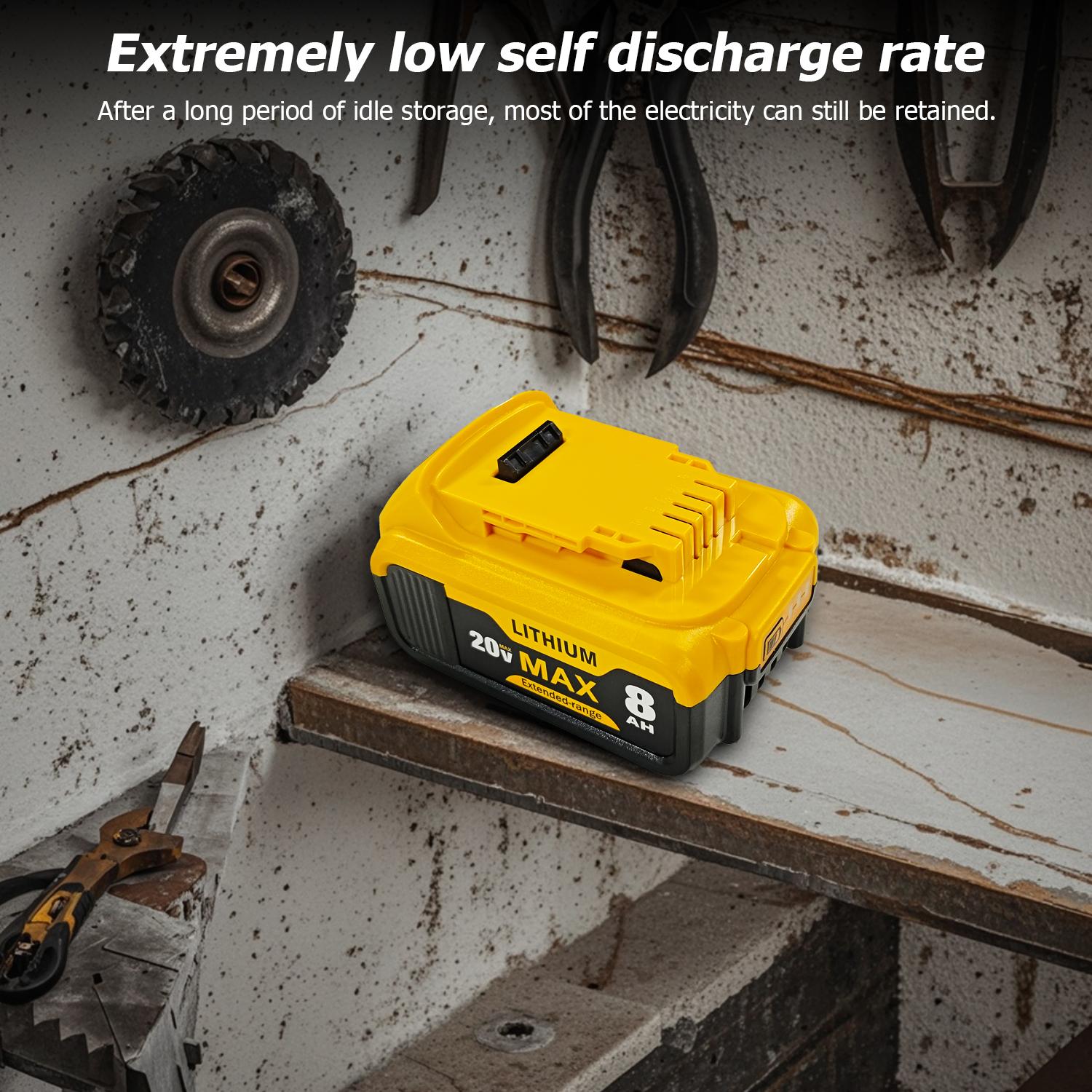 8000mAh spare battery replacement 20V Max battery Lithium ion battery suitable for replacing lithium-ion power supply Cordless drill battery Outdoor power tool battery accessories Rechargeable wireless power tool battery pack