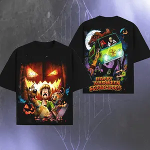 Scooby Doo Happy Haloween Audience Double Printed Oversize Lightweight Tee TV Show Graphic Top Cotton Gift T-Shirt For Comic Lover, Gift T-Shirt For Movie Lover boys merch