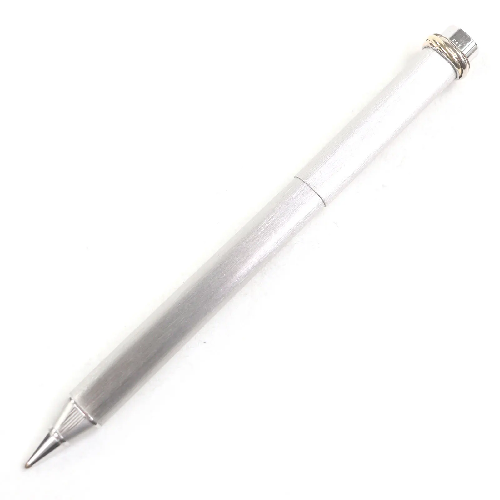 Pre-owned Cartier Sterling Silver 925 (Ag925) Small Leather Goods Trinity Silver Gold Ballpoint Pen