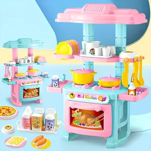 Realistic Girl Interactive Cooking Playset, Mini Kitchen Toy Set for Girls Aged 3-6, Pretend Play Food & Utensils, Baby Cooking Fun