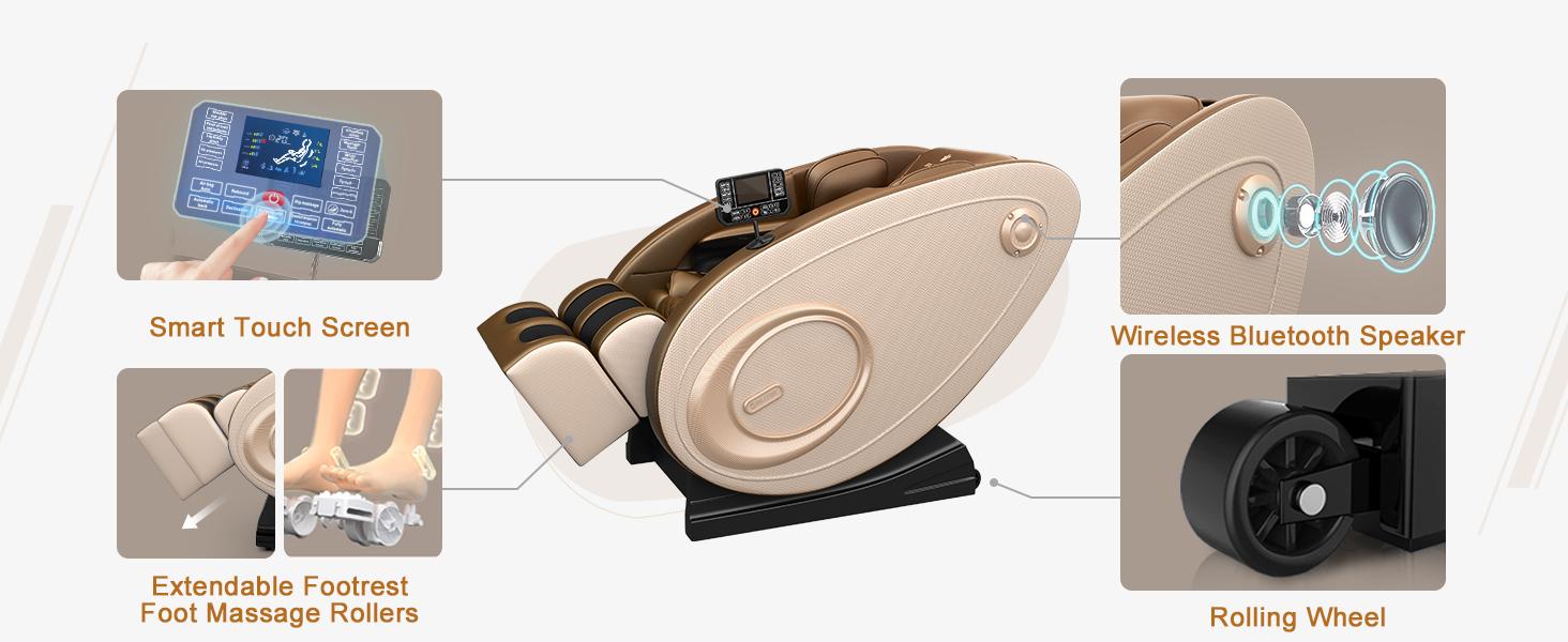 （Two packages）Massage Chair Blue-Tooth Connection and Speaker, Recliner with Zero Gravity with Full Body Air Pressure, Easy to Use at Home and in The Office