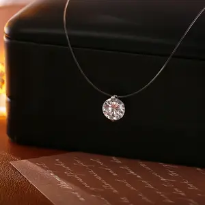 diamond necklace Mermaid Tears Moissanite Pendant Necklace High-End Invisible Fish Line Fashion Collarbone Chain Minimalist Style Light Luxury Choker