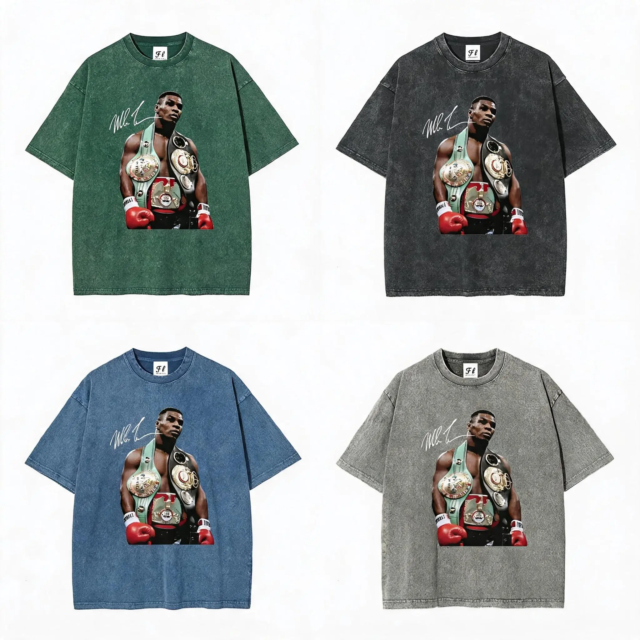 Men's Stylish Boxing Legend Graphic Print Tshirt in Heavyweight Soft Cotton, Streetwear Boxy Fit with a Round Neck, Tops, Shortsleeve, Casual, Menswear, Breathable, All Seasons, Medium Length, Oversized