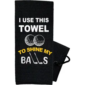 Premium Embroidered Microfiber FUNNY Golf Towel, Large Size 16''x24'', Soft & Durable Microfiber, Super Absorbent & Quick-Dry For Quick Cleaning, Machine Washable, Perfect for Golf Bags, Fun & Creative Gifts for Men or Women, Golf Accessories - BLACK