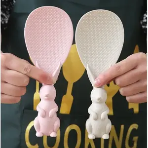 Creative Sturdy Plastic Spoon Standing Rabbit Rice Scoop, Cute Rice Serving Utensil, Electric Rice Cooker Pot Rice Spatula, Kitchen & Tableware Choice, Kitchenware, Culinary Cutlery, Home, Kitchen Accessory