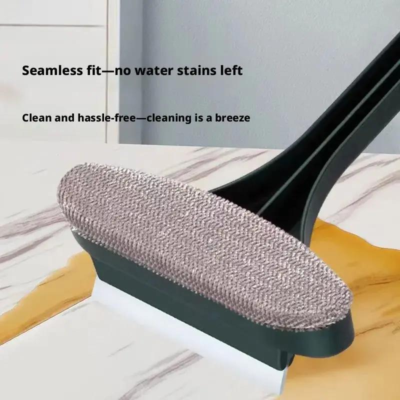 2-Pack Multifunctional Dual-Use Window Screen Squeegee and Scrubber with Handle - Ladder-Free High Access, Deep Dust & Dirt Cleaning, Water Stain Removal, Saves Time and Energy, Easy-to-Use