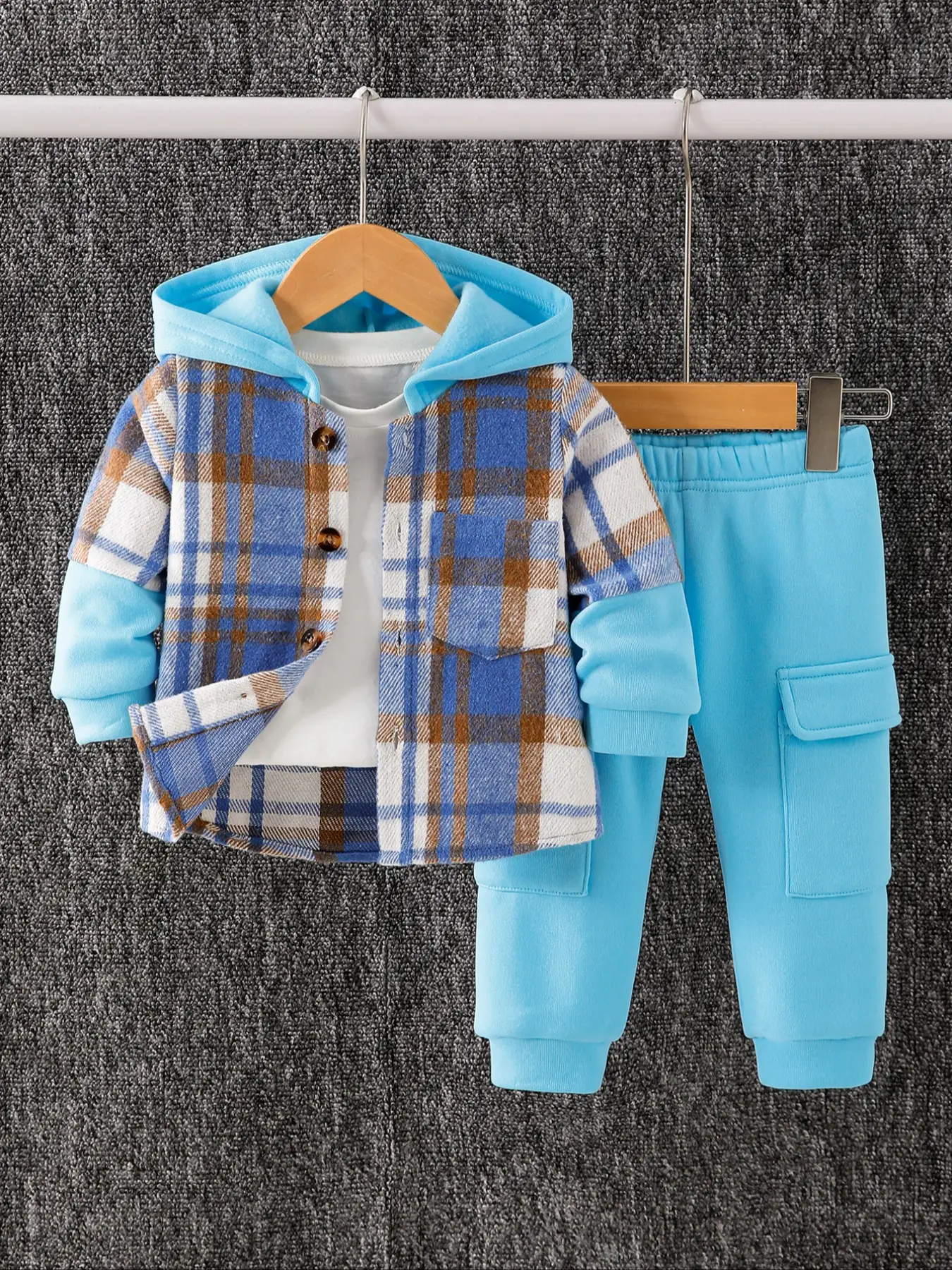 Boys' Long Sleeve Hooded Fleece Sweatshirt & Casual Comfortable Sweatpants Set, Thick Fabric, Fall Winter Clothes Kids, Perfect Gift for Kids