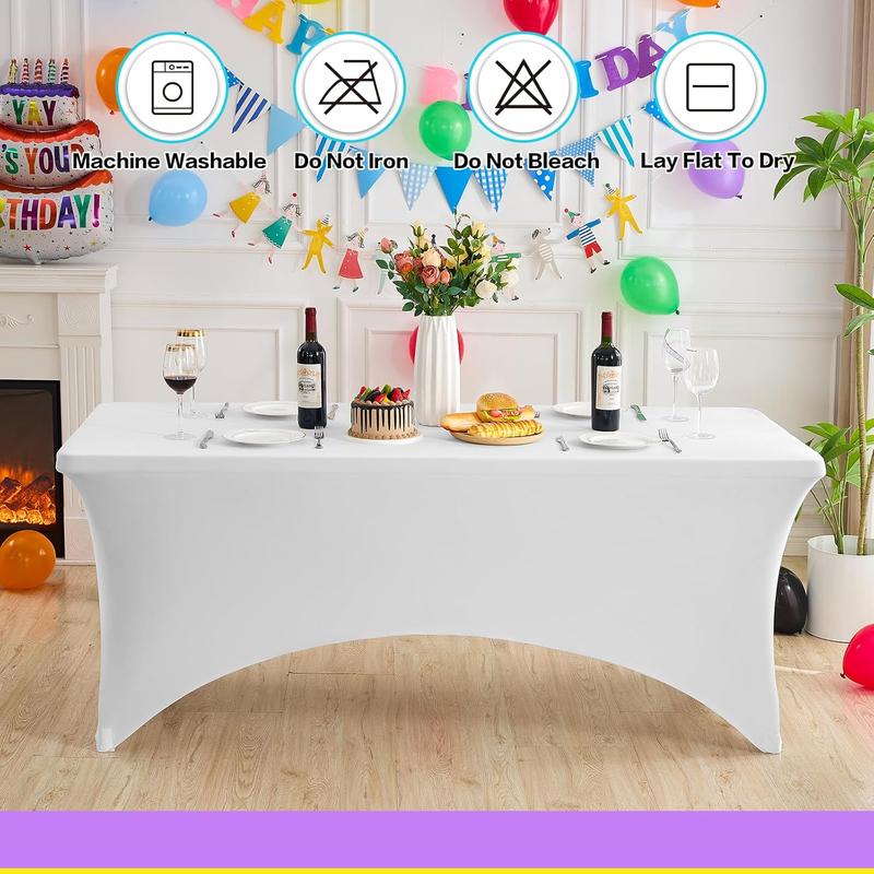 [1/2/4/6/10 Pack] 6FT Tablecloth 230 GSM Stretch, Fitted, Washable and Wrinkle Resistant Table Cloth Rectangle Cover for Trade Shows, Wedding, Parties [72Lx30Wx30H Inch]