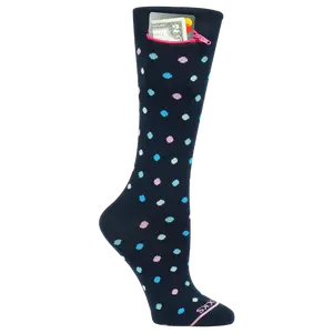 Pocket Socks® Multi Dot Navy on Blue, Womens