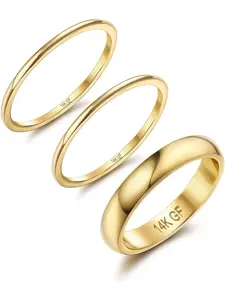 14K Gold Filled Stacking Rings for Women, Minimalist Stackable Gold Rings, Dainty Non Tarnish Pinky Thumb Statement Thin Band Rings Set, Wedding Ring Stack, Comfort Fit 1mm 3mm