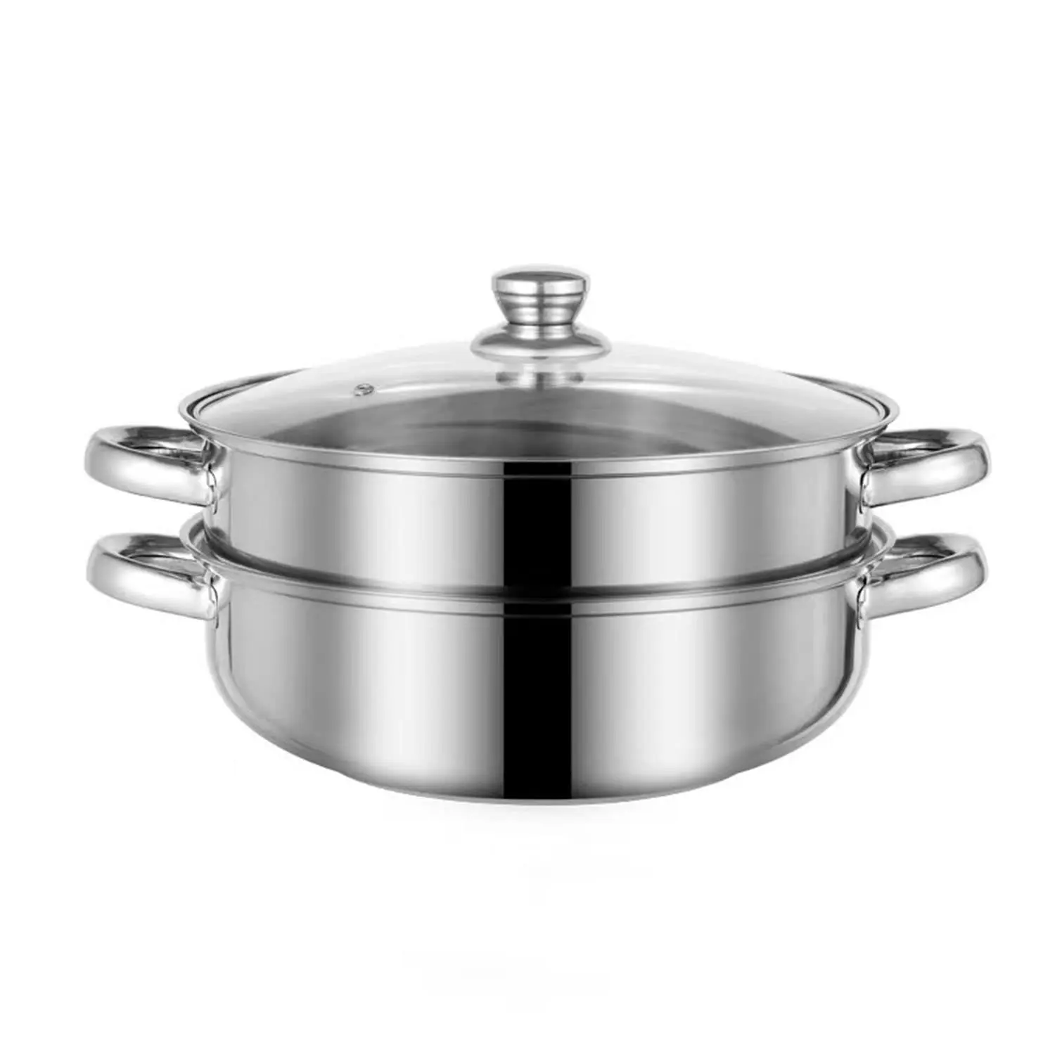Steamer for Cooking, 18/8 Stainless Steel Steamer Pot, Food Steamer 11 inch Steam Pots with Lid 2-tier for Cooking Vegetables, Seafood, Soups, Stews and Pasta Cookware Pan