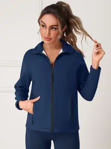 Women's Winter Thick Fleece Jacket with Zipper Pockets, Slim-Fit Casual Style, Ideal for Yoga & Outdoor Sports, Warm Storage Design, Workout Jackets