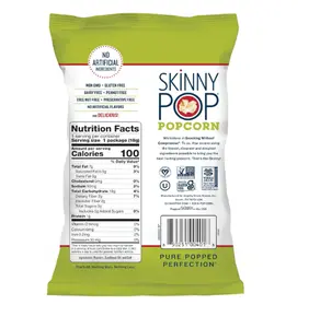 SkinnyPop Original Popcorn, Individual Snack Size Bags, Skinny Pop, Healthy Popcorn Snacks, Gluten Free, 0.65 Ounce (Pack of 30)