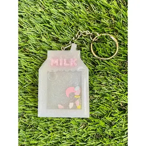 White Milk Carton Shaker Keychain