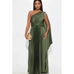 Athena Pleated Maxi Dress - Olive