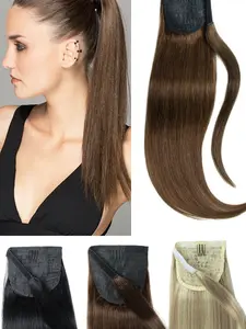 Ponytail Human Hair Straight Brazilian Drawstring Ponytail Remy Human Hair for Women 40g 50g 60g Glueless Clip In Hair Extensions