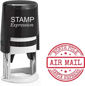 North Pole Air Mail Christmas Santa Mail Stamp SH-76245 Self Inking Monogram Address Stamp with 1.6 Inch Impression Area for Holiday Cards and Invitations