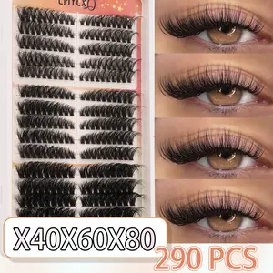 290 Clusters 15 Rows DIY Lashes, 40D 60D 80D Mixed Set, Perfect for Various DIY Makeup, Ideal for Beginners, Natural Voluminous Elegant False Eyelashes