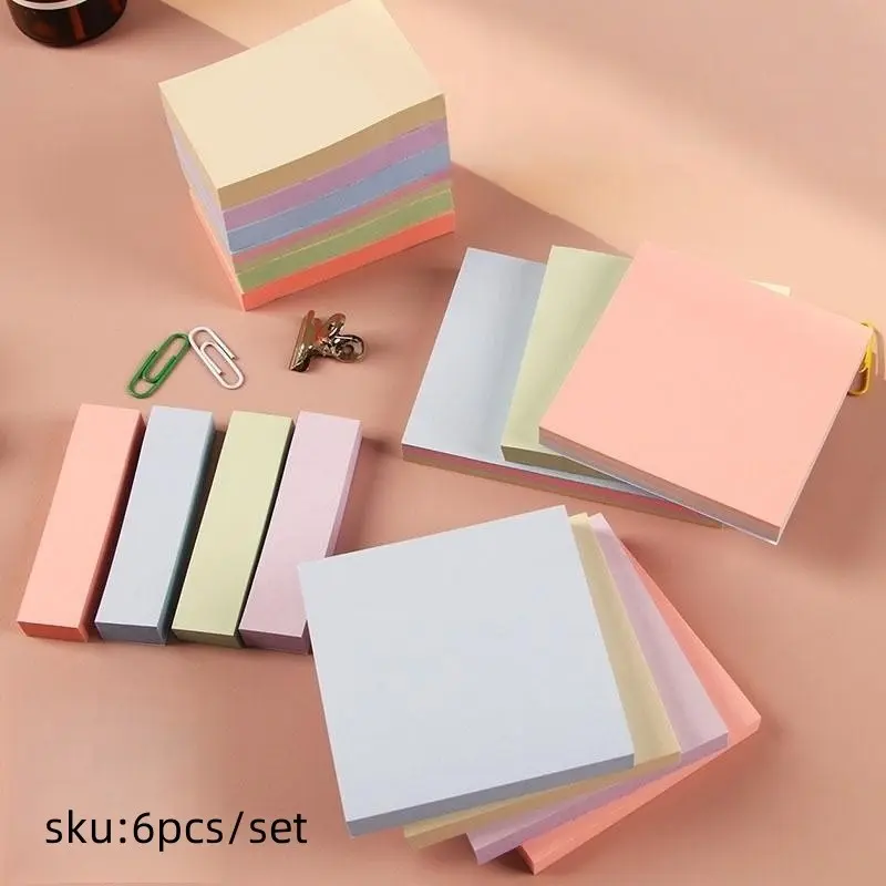 1 set Sticky Notes for Desk, 6 Pack Morandi Memo Pads – Pastel Color Coded Notes for Students Office Productivity, VS Messy Bright Colors, Back to School Supplies