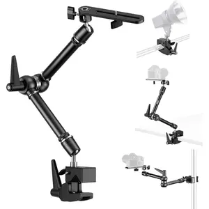 20" Heavy Duty Magic Arm Camera Mount with Super Clamp and Platform, Camera Mounts & Clamps with 360? Dual Ball , 1/4" & 3/8" Screw and 5/8" Stud Adapter for Flash/LED Light, ,Softbox