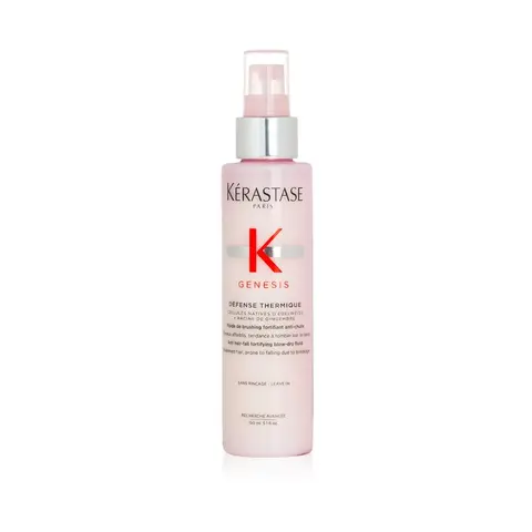 Kerastase Genesis Défense Thermique Anti-Hair-Fall Fortifying Blow-Dry Fluid - Heat Protectant Spray, Hydrating Moisturizer with Ginger Root, Edelweiss Cells, Aquaxyl, Detangles, Frizz Control for Weakened Hair (150ml/5.1oz)