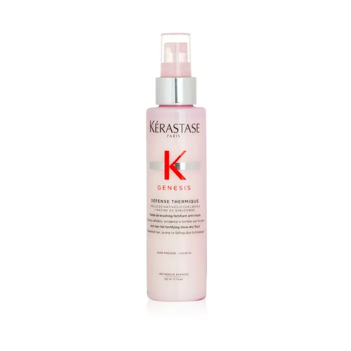 Kerastase Genesis Défense Thermique Anti-Hair-Fall Fortifying Blow-Dry Fluid - Heat Protectant Spray, Hydrating Moisturizer with Ginger Root, Edelweiss Cells, Aquaxyl, Detangles, Frizz Control for Weakened Hair (150ml/5.1oz)