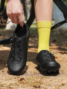 Single Knob Mountain Bike Lock Shoes, Spd System Professional Cycling Shoes, Breathable Hard Sole Anti-Slip, Unisex Off-Road Cycling Shoes