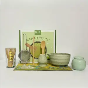 9-Piece Matcha Set, Matcha Stirrer Kit, Complete Matcha Making Kit, Japanese Tea Ceremony Set, Bamboo Stirring Rod & Stand