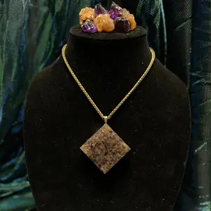 Hermit Secrets : Amethyst / Citrine Orgonite Pendant “Medium Crystal Charger”