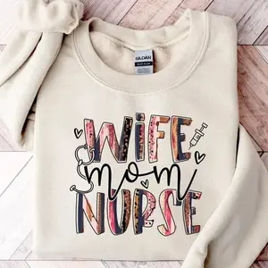 Wife Mom Nurse Sweatshirt, Gift For Nurse, Sweatshirt for Nurses, Gift For Mom Nurse, Nursing School Grad, Shirt For Mom