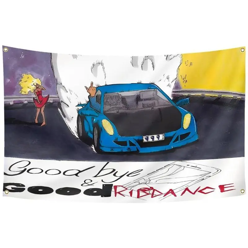3x5 Ft Juice Hip Hop Rapper Flag Tapestry, Goodbye and Good Riddance Design, Metal-Smooth Durable Home Art, Room Decor for Bedroom & Dorm with Bold Hip Hop Vibe & Bedroom Inspo