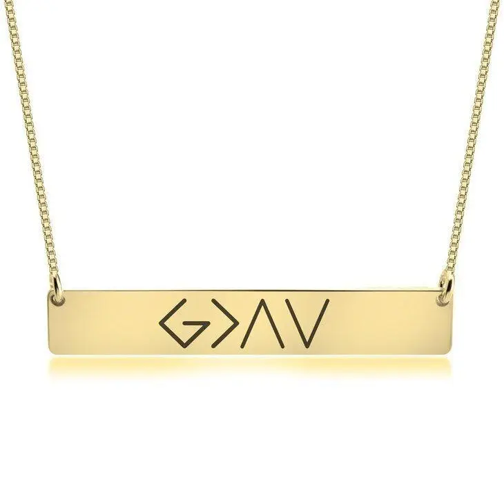 1-Word Horizontal Bar Pendant Necklace, European and American Fashion Costume Jewelry Accessory