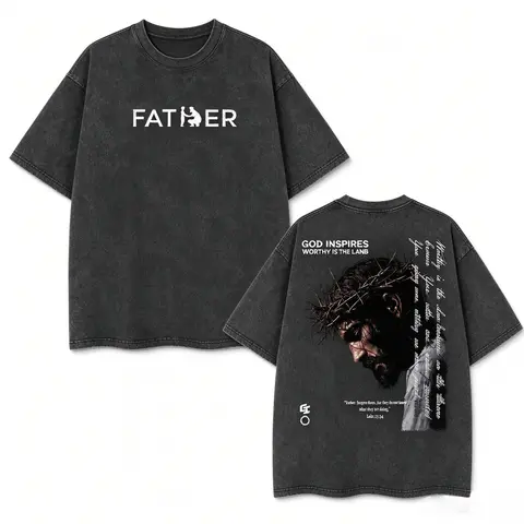 Men's Jesus T-Shirts - Vintage Distressed "Father, Forgive Them" Graphic Tee, Short Sleeves for Easy Wear, Forgive Them Vibe Christian Oversized Top, Religious Streetwear Gift for Believers, Tank Top/Hoodies Option