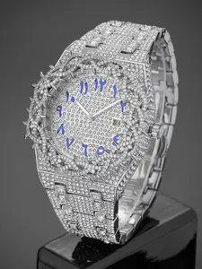 Men's Quartz Watch New Full Rhinestone Strap Ice-Cold Hip-Hop Large Dial, Unique Mesh Zirconia Design, Party Gift for Men Women