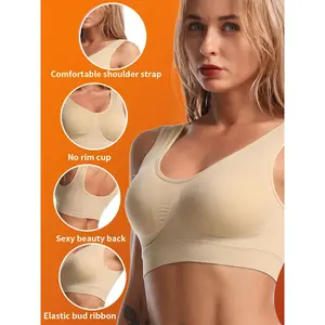 Women's Seamless Wireless Push-Up Bra with Removable Pads - Full-Coverage Bralette Vest, No Underwire/Elastic, Medium Everyday Sports Bra, Lift & Soft Comfortable for Gym, Yoga, Casual Wear