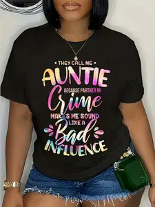 100% Cotton Best Auntie Partner In Crime They Call Me Auntie Best Aunt T-Shirt
