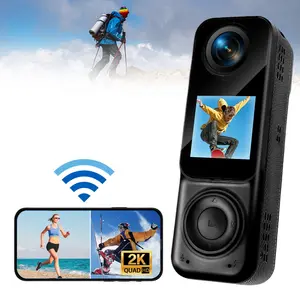 Dual Lens Action Camera ,2K Ultra HD Quality, Handheld Action Camera, 8X Zoom, WiFi Transfer, Free Switching Between Front & Rear Lenses, Portable Stand for Hands-Free Use, Take Photos, Videos & Record Audio